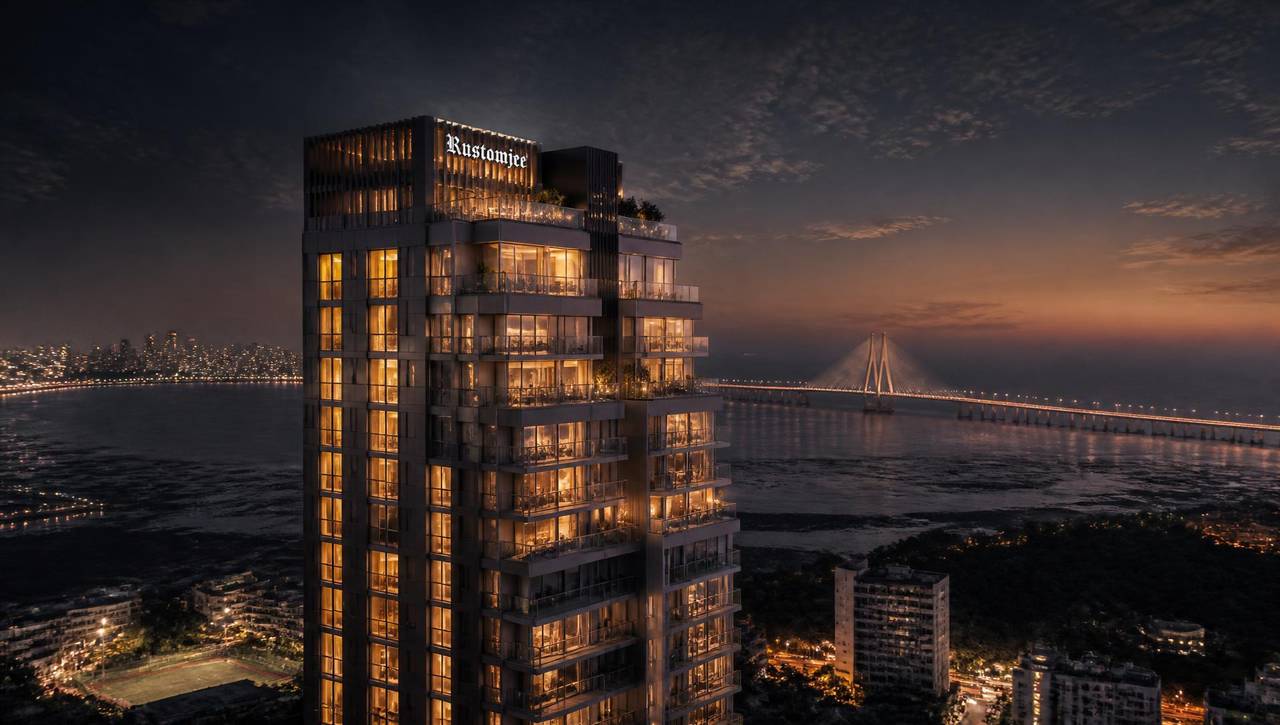 Cinematic aerial still of a luxury sea-facing residence at golden hour